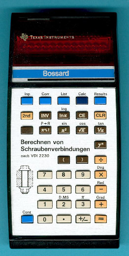 Bossard VDI 2230 calculator by Texas Instruments