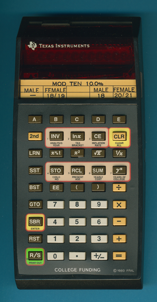 Texas Instruments TI-59 MOD TEN College Funding Calculation